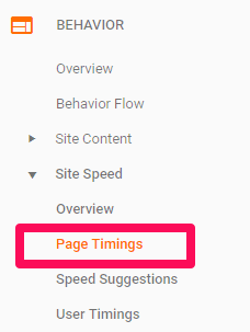 Connectez-vous à Google Analytics et, sous Site Speed, sélectionnez Page Timings